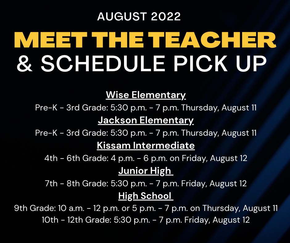 The schedule for 'Meet the Teacher' is now available for all campuses: https://5il.co/1f45f