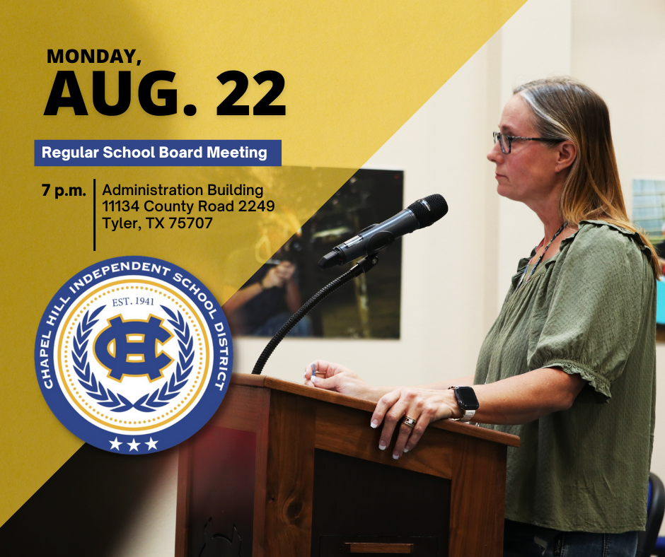 School Board Meeting taking place on Monday, August 22, at 7 p.m. in the Administration Building 