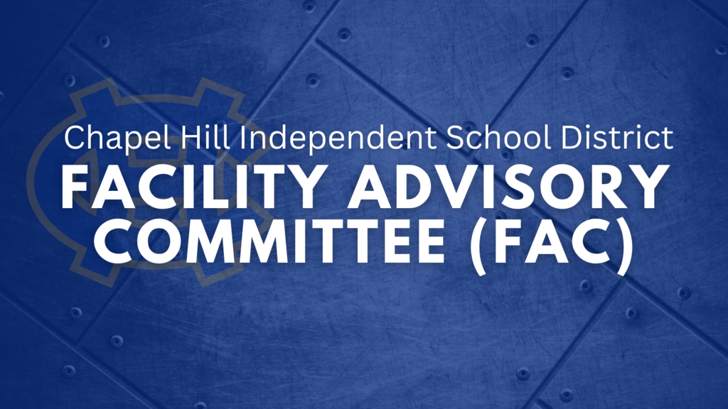Want to make a difference in a student's life? Join us at the next Facility Advisory Committee meeting at 5:30 p.m. on Tuesday, Nov. 15, at the Admin. Building. 🖥️FAC Website: https://www.chapelhillisd.org/page/facilitycommittee 