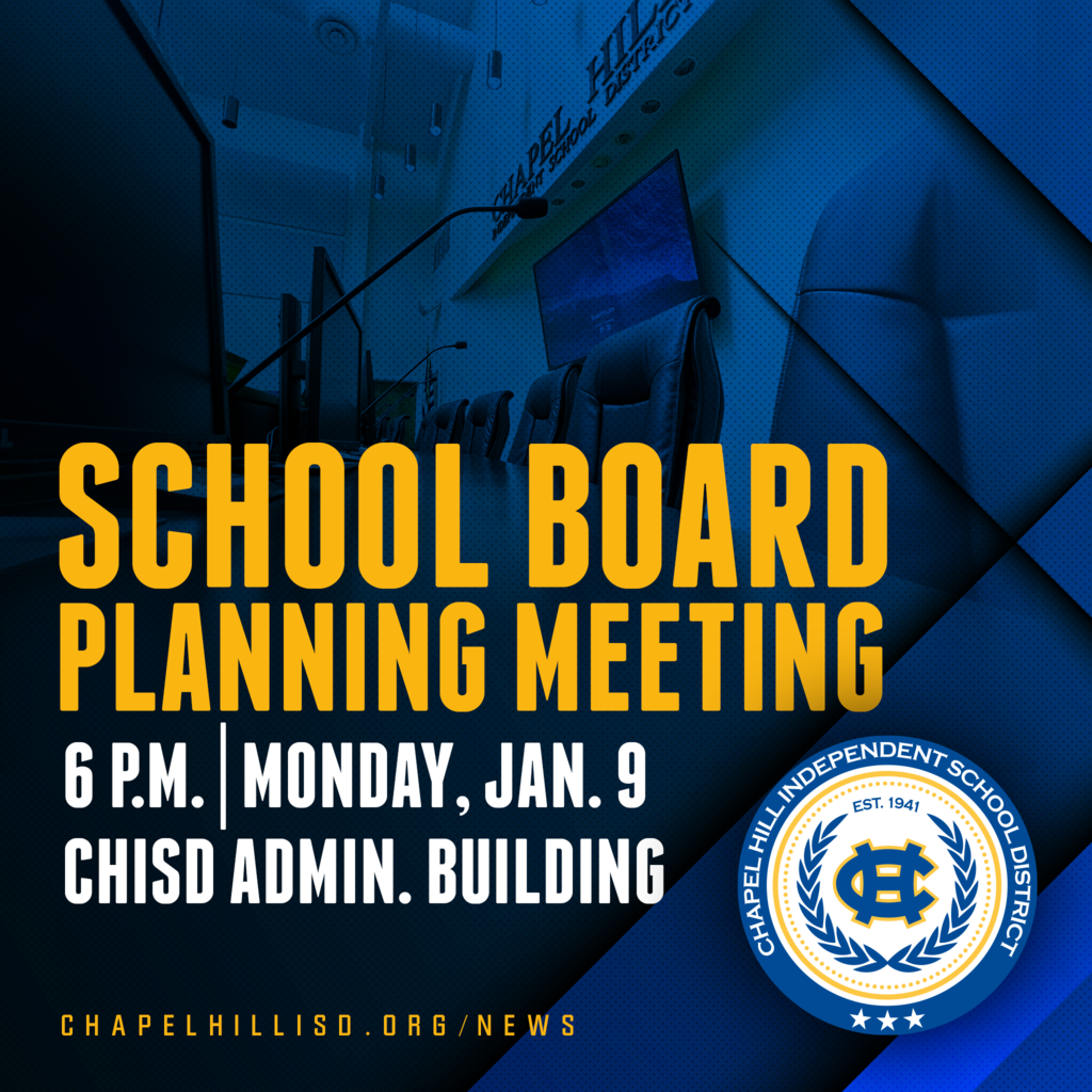 The CHISD School Board of Trustees will hold a planning meeting this Monday, Jan. 9.  View agenda: https://meetings.boardbook.org/Public/Organization/1759