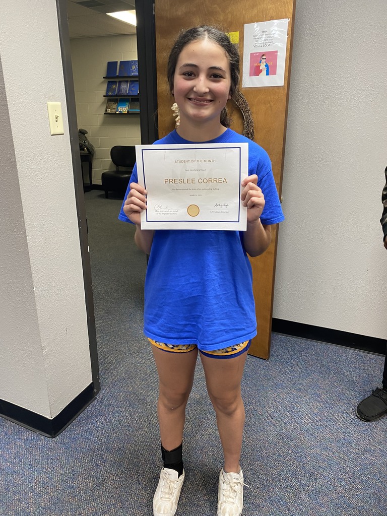 7th Grade Student of the month